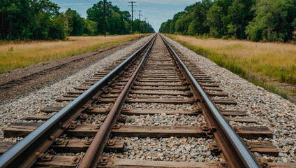 Obraz premium Empty railroad tracks extending into the horizon