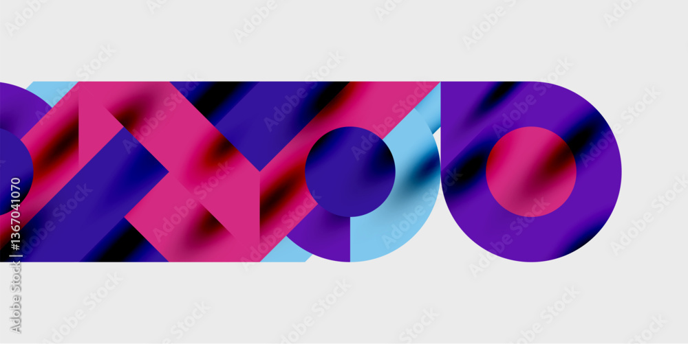 Aufkleber Detailed composition of circles, semicircles, and triangles with glossy effects and smooth gradients. A sleek and modern vector design for creative and tech-inspired projects