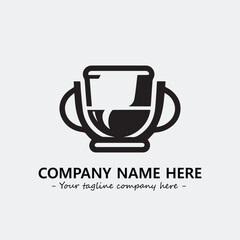 Cup illustration black and white for logo company vector image
