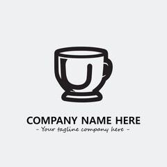 Cup illustration black and white for logo company vector image
