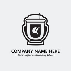Cup illustration black and white for logo company vector image
