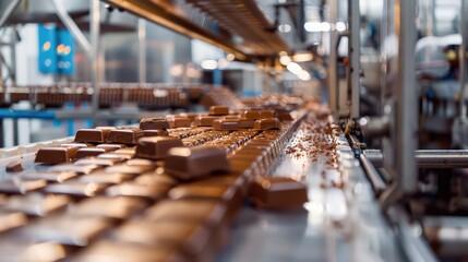 Chocolate Factory Conveyor Belt with Processed Sweets