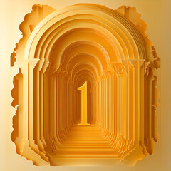 Golden Arch Hallway with Number One