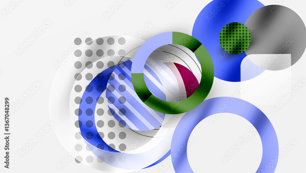 Poster Abstract Circle Design with Overlapping Transparent Geometric Shapes