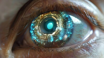 Futuristic Cybernetic Eye With Digital Interface
