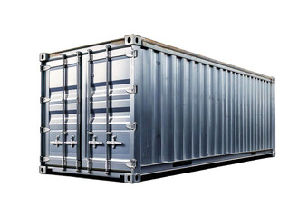 military Silver cargo container isolated on transparent or white background