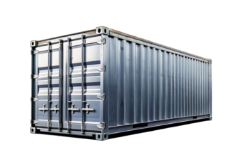 military Silver cargo container isolated on transparent or white background