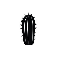 Prickly Pear Cactus Black Silhouette isolated on a wh