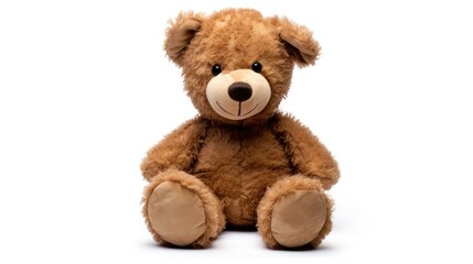Adorable Brown Teddy Bear Sitting Upright  A Heartwarming Plush Toy isolated on white background