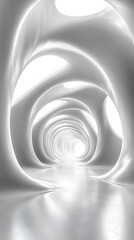 Obraz premium Futuristic Hallway with Spiraling White Walls and Soft Lighting