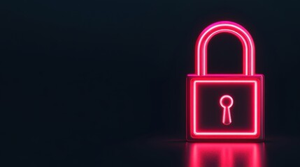 A glowing neon padlock against a dark background, symbolizing security and protection.