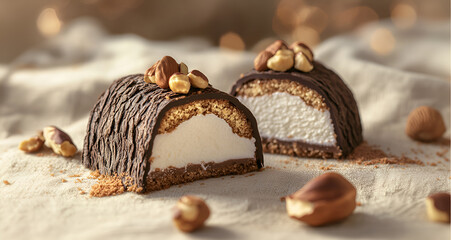 Chocolate Dessert with Nuts (Yule Log Cake)