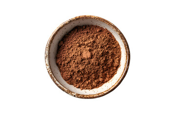 Cocoa powder in a small bowl dark background