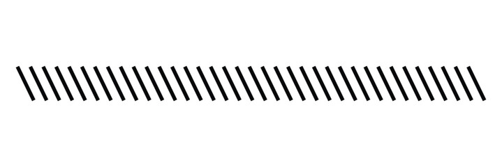 Slash line. Border with diagonal lines. Angle of tilt stripes. Black pattern of footer isolated vector on white&nbsp;background. EPS 10