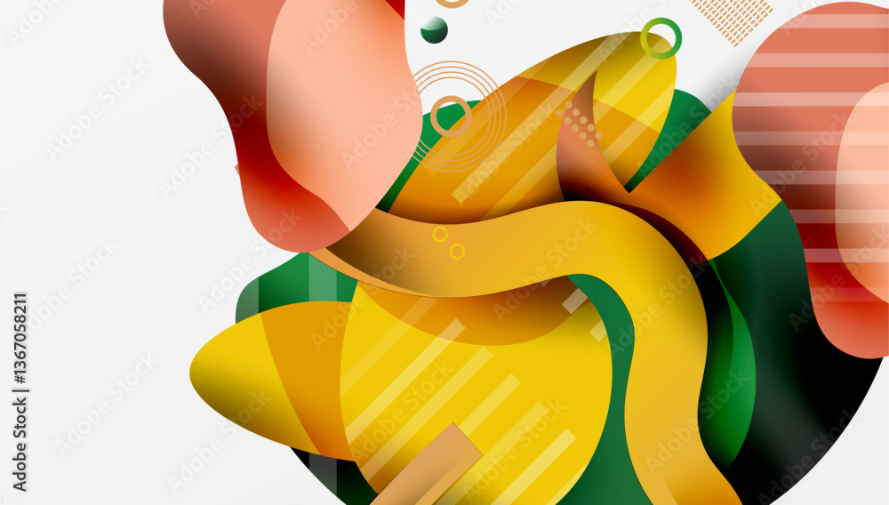 Poster abstract liquid shapes and lines background