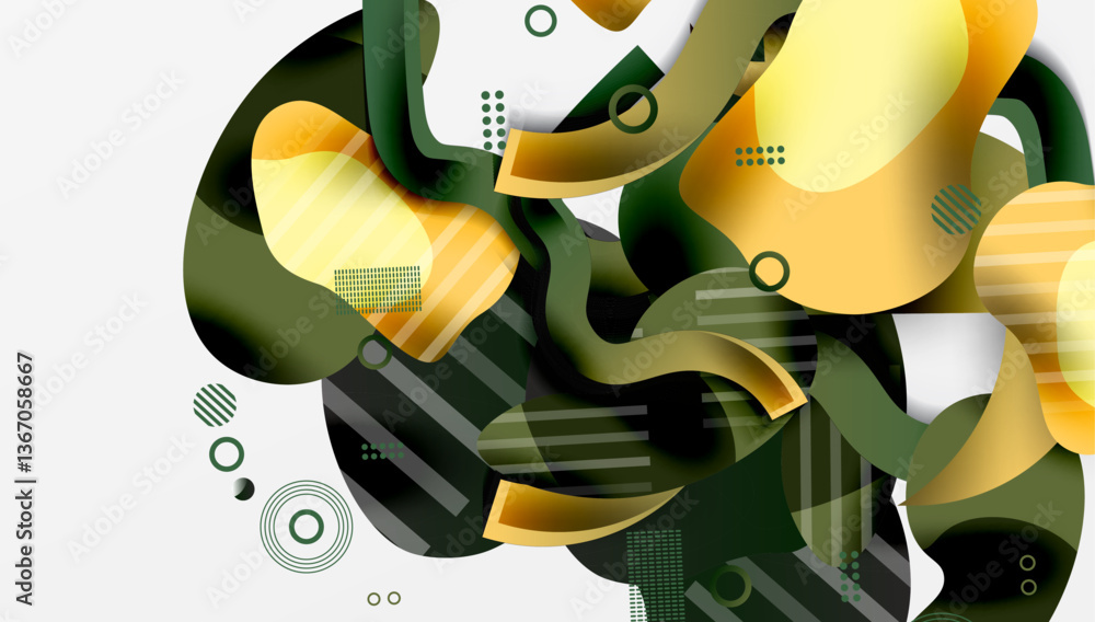 Poster abstract liquid shapes and lines background