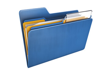 A Detailed Look at a Blue File Folder with Documents isolated on transparent background 