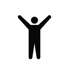 man with arms raised