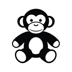 Fototapeta premium Sitting cute monkey black outlines