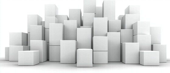 Neatly arranged pile of white boxes on a minimalistic background for gift packaging ideas