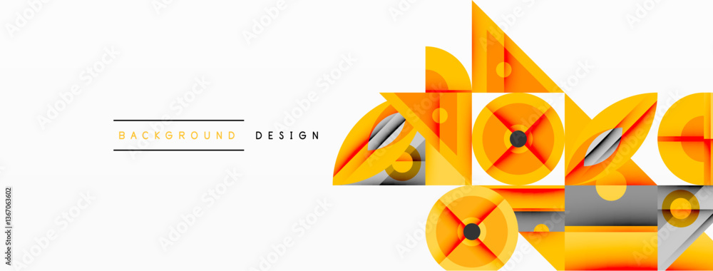 Aufkleber geometric abstract composition with intersecting shapes, circles, triangles, and gradients, blending
