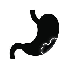 Stomach silhouette on white background