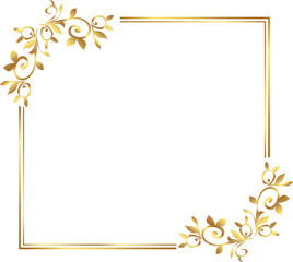 frame with gold ornament. Rectangle gold floral frame	