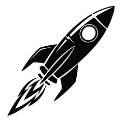 Mascot Retro Rocket Silhouette, Vector, Icon, Logo, White Background.