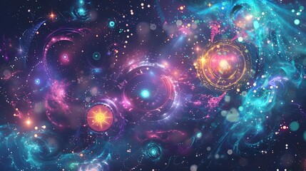 Fototapeta premium Enchanting Ethereal Cosmos Glowing Mystical Dreamscape with Sparkling Celestial Energies