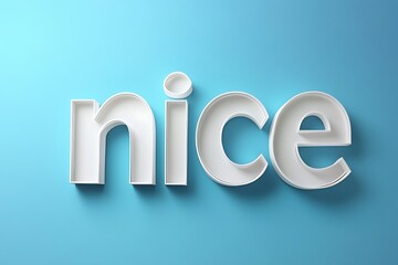 Minimalist Speech Bubble with 'Nice' Cut-Out Letters on Blue Background