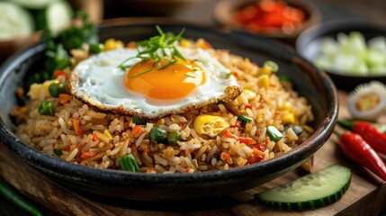 Vibrant Fried Rice Topped with a Perfectly Fried Egg