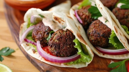 Delicious Falafel Wraps with Fresh Vegetables and Sauce