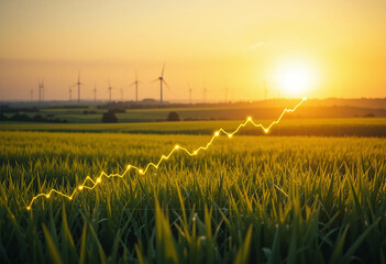 Golden wheat field at sunset with vibrant sky and peaceful landscape