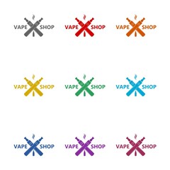 Vape e-cigarette icon isolated on white background. Set icons colorful