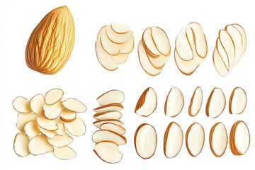 Whole and sliced almonds