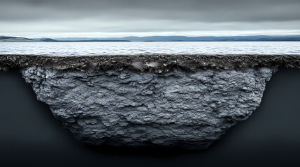 Cross-section of a submerged landmass