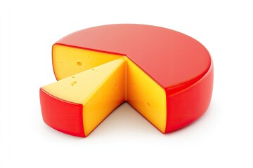 Fototapeta premium A sliced wheel of cheese, red exterior, yellow interior