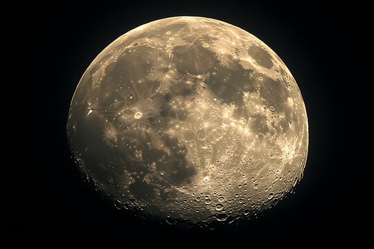 Close-up of a gibbous moon against a dark night sky, showing detailed lunar surface texture.