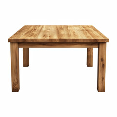 Front view of wooden table with natural grain texture and simple rectangular design in realistic style isolated on transparent background.