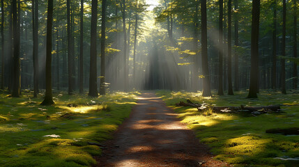 Fototapeta premium Sunlight Path Through the Forest