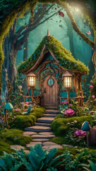 Enchanted forest-themed product display in D