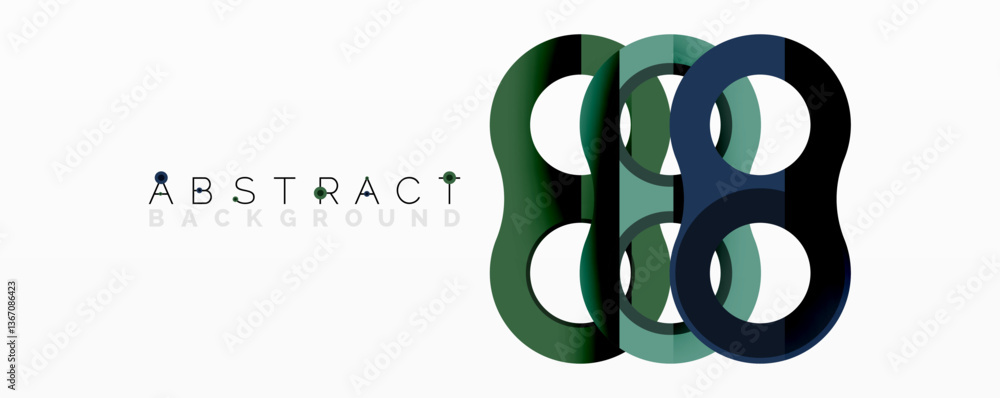 Poster Abstract geometric pattern with interlocking circular and tubular shapes featuring smooth gradients, sharp contrasts, and dynamic layering