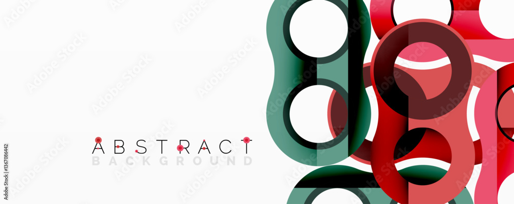 Aufkleber Abstract circle element composition with overlapping circular and tubular shapes featuring smooth gradients, transparency effects, and dynamic layering