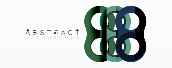 Abstract geometric pattern with interlocking circular and tubular shapes featuring smooth gradients, sharp contrasts, and dynamic layering