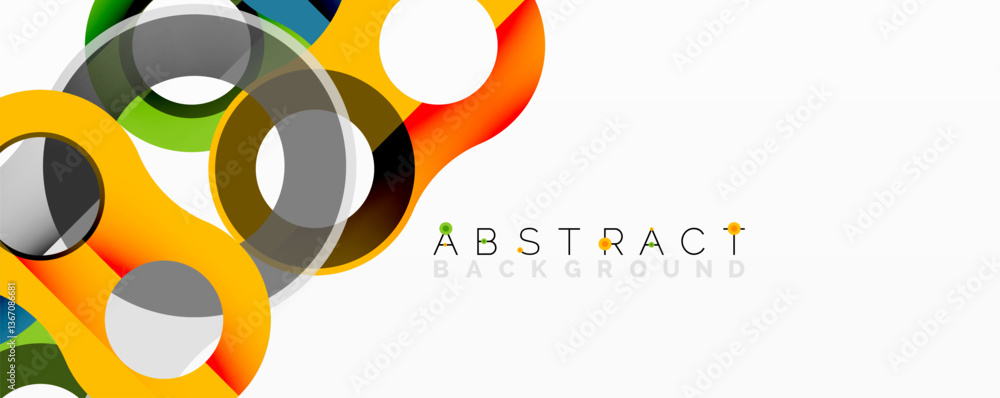 Aufkleber Abstract circle element composition with overlapping circular and tubular shapes featuring smooth gradients, transparency effects, and dynamic layering