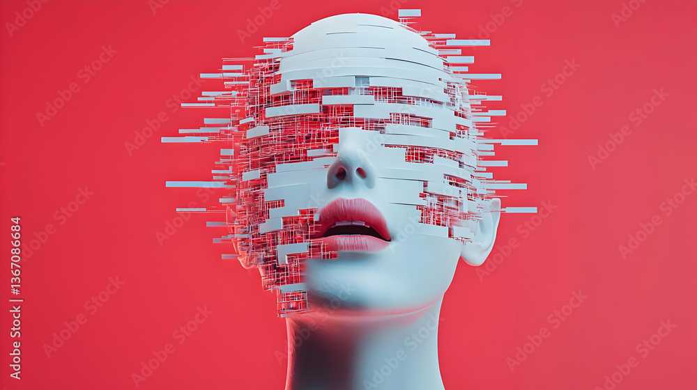 Poster artistic futuristic interpretation of artificial intelligence form