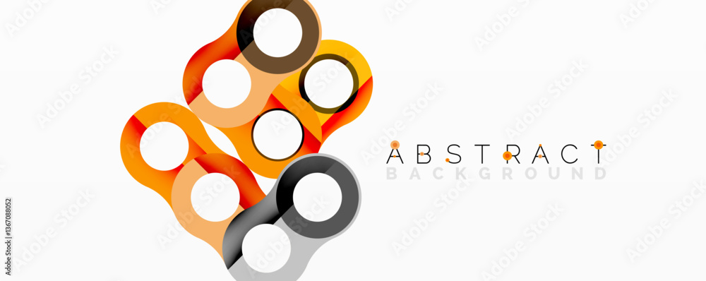 Poster Abstract geometric pattern with interlocking circular and tubular shapes featuring smooth gradients, sharp contrasts, and dynamic layering