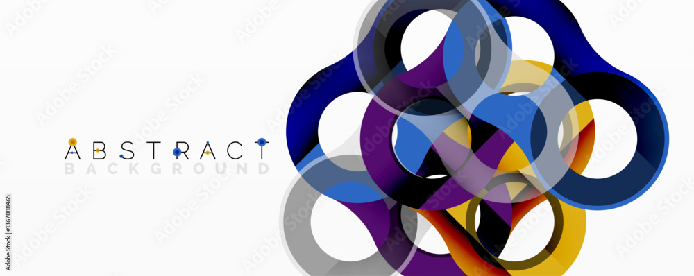 Aufkleber Abstract geometric pattern with interlocking circular and tubular shapes featuring smooth gradients, sharp contrasts, and dynamic layering