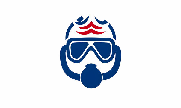 Scuba Diver Icon with Mask and Snorkel Equipment Design