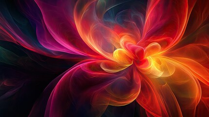 Obraz premium Cosmic Bloom: Abstract Swirling Nebula with Vibrant Colors Evoking Cosmic Energy and Mystery --